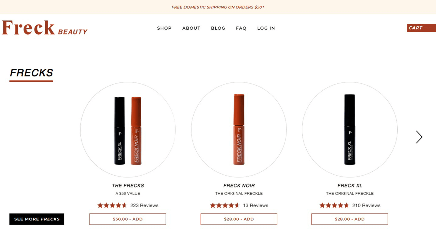 Freck - Cosmetic Website Design Insparation