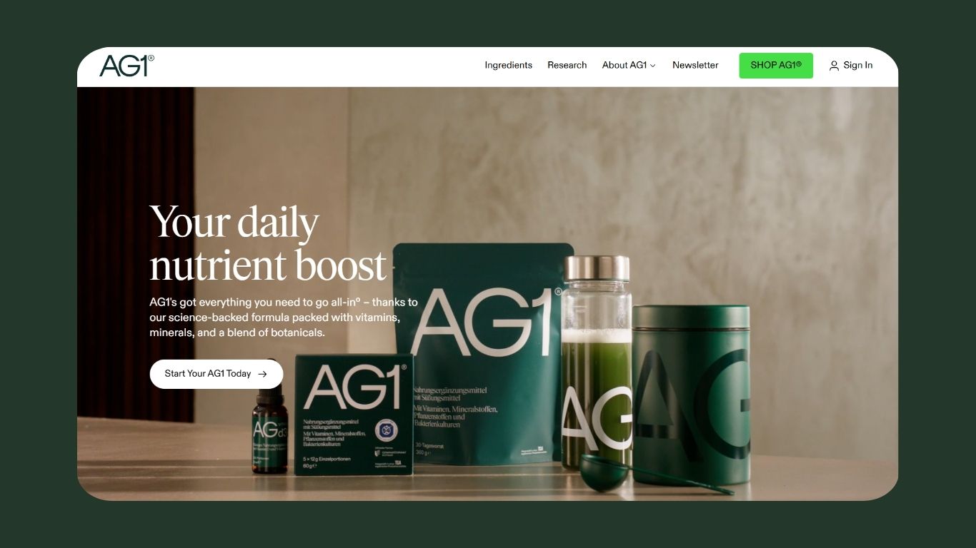 AG1 Website Screenshot