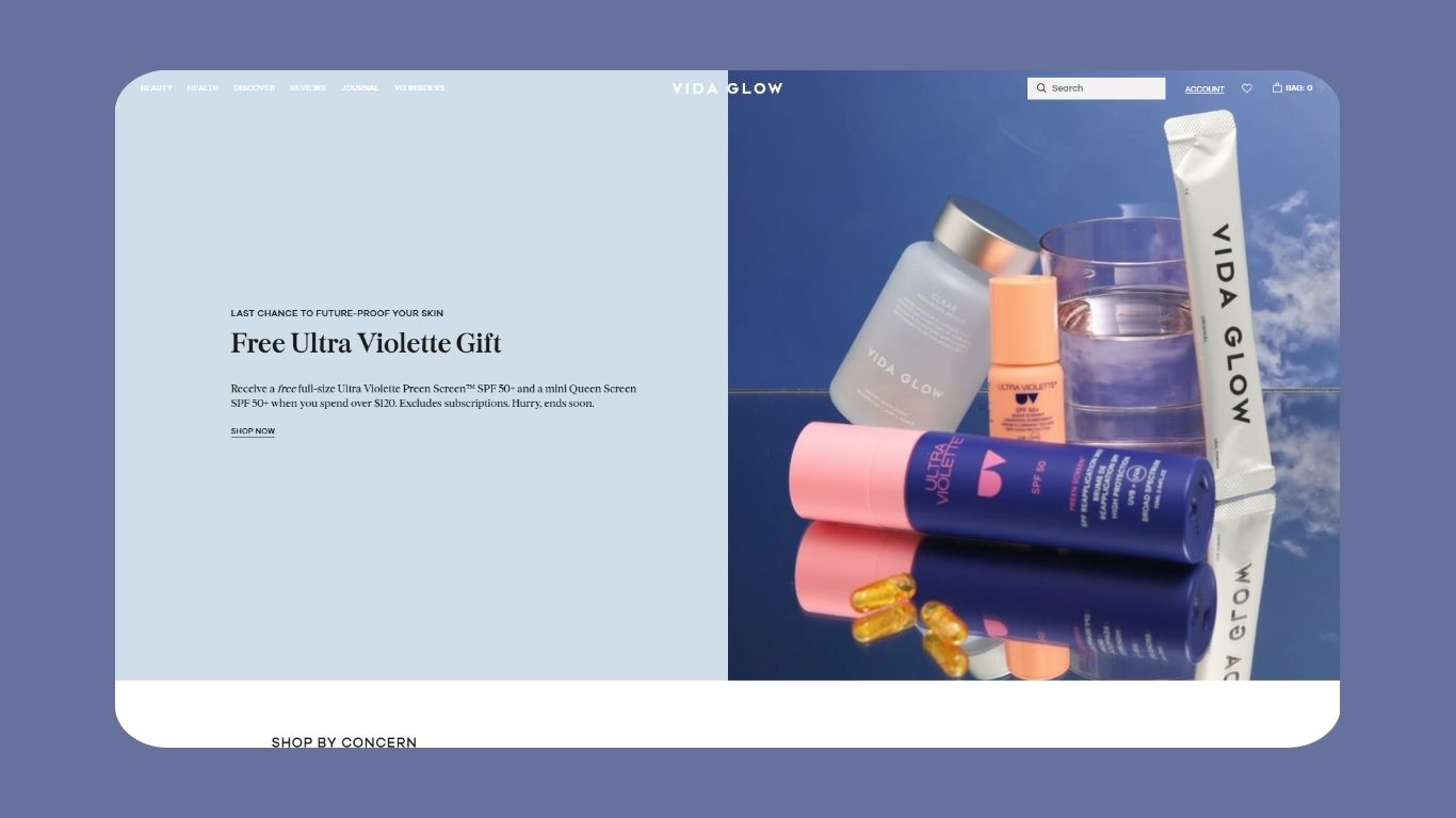 Vida Glow Website Screenshot