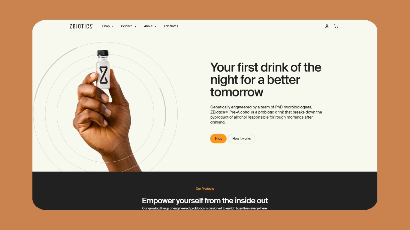 ZBiotics Website Screenshot